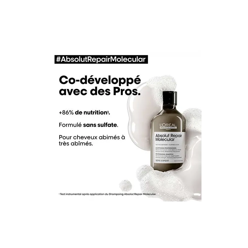 Shampooing Réparateur Absolut Repair Molecular Série Expert L'Oréal...