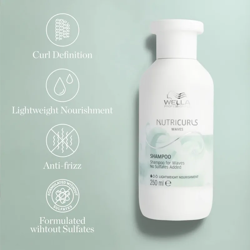 Shampooing Waves Cheveux Ondulés NUTRICURLS WELLA 250ml, Mon Produi...